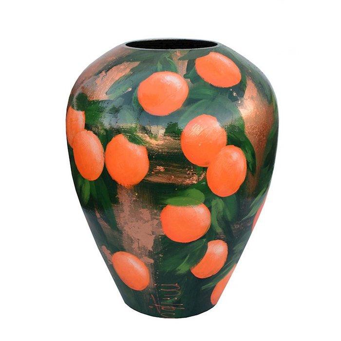 oranje bloemenvaas