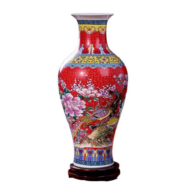 chinese-hoge-bloemenvaas-rood