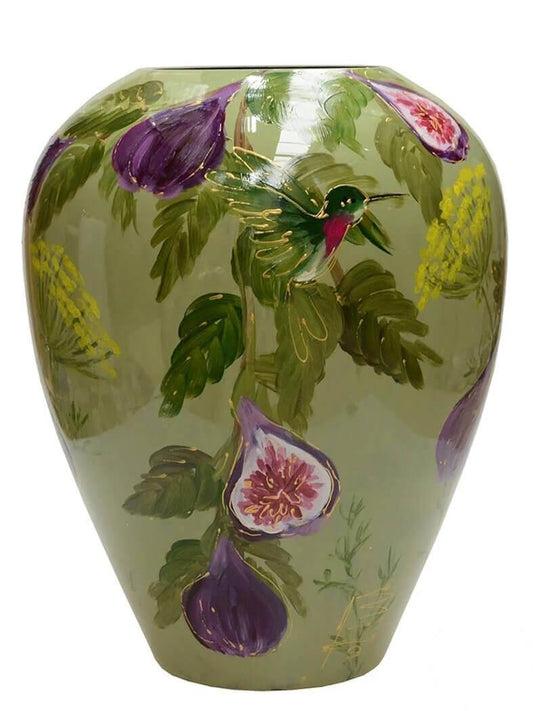 Handgeschilderde bloemenvaas met vijgen