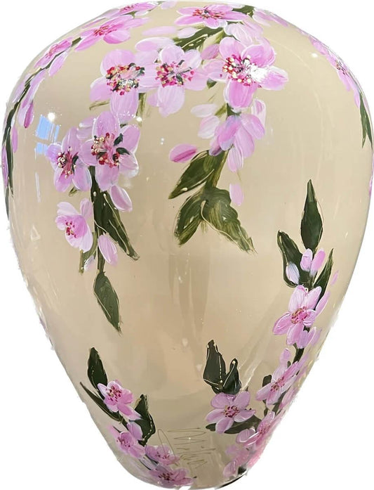 Handgeschilderde bloemenvaas beige blossom