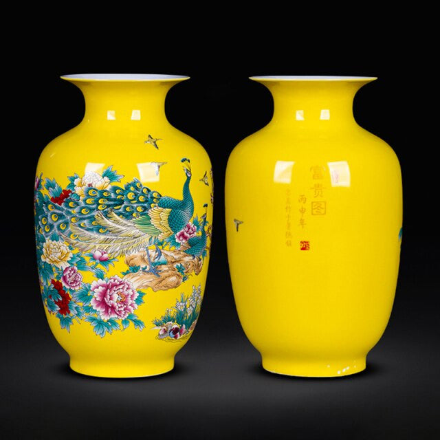 Chinese-moderne-bloemenvaas-geel